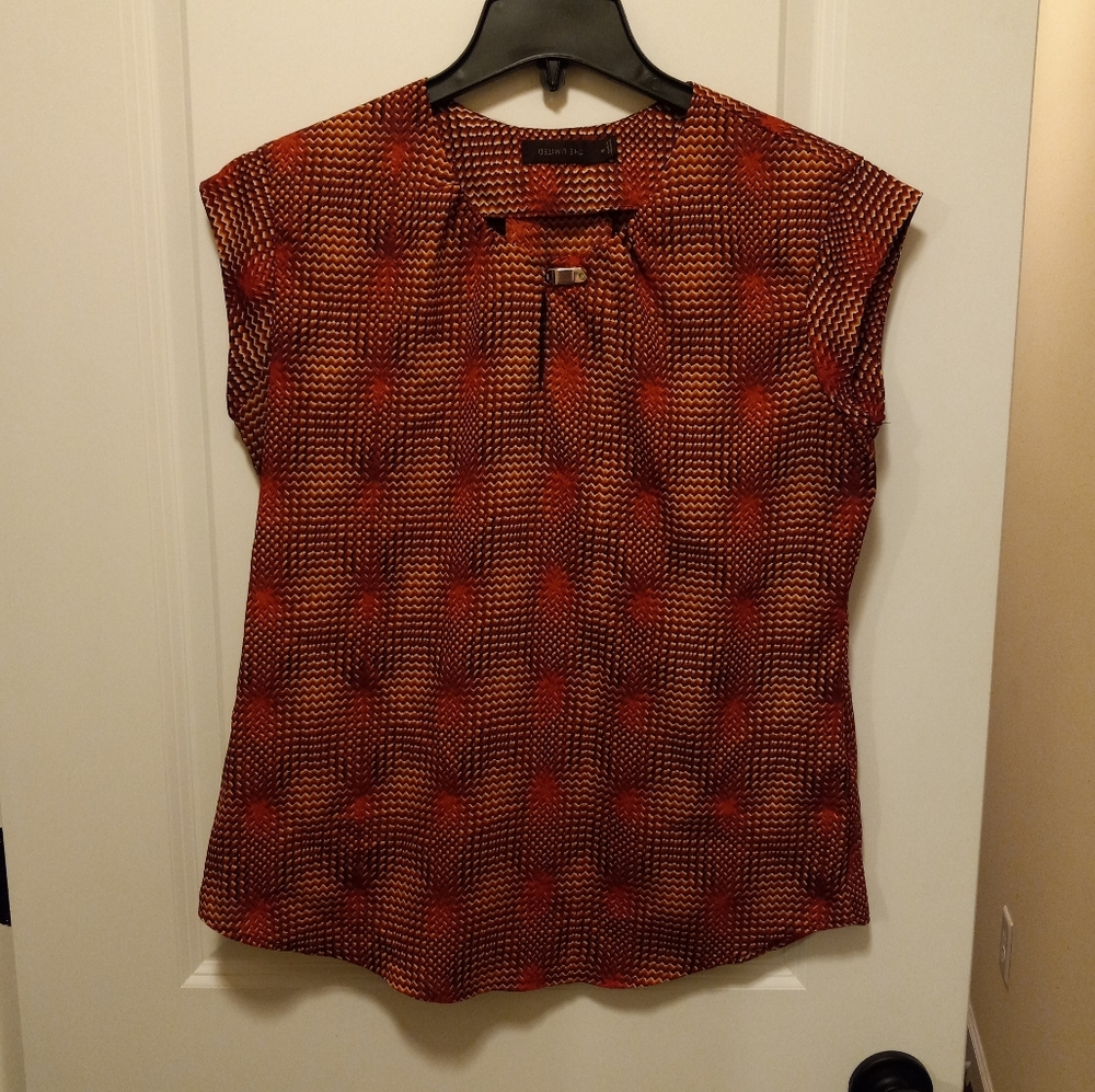 The Limited Blouse, Excellent Condition, Burnt Orange Patterned, Medium